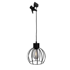 Lampe solaire / suspension 'Grid' en métal noir, D: 20 cm, ampoule fixe incluse, blanc chaud, pour l'extérieur