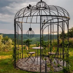 Lampe solaire / suspension 'Grid' en métal noir, D: 20 cm, ampoule fixe incluse, blanc chaud, pour l'extérieur