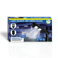 Lampe solaire avec radar 1000 lumens 39,5x20,3x3 cm éclaire jusqu'à 90 m²