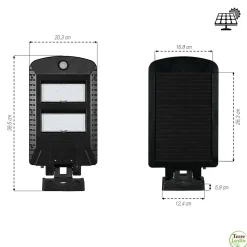 Lampe solaire avec radar 1000 lumens 39,5x20,3x3 cm éclaire jusqu'à 90 m²