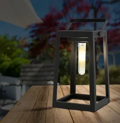Lampe solaire décorative à LED , pour l'extérieur, déco - métal et plastique noir, avec LED intégrée