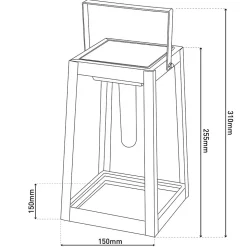 Lampe solaire décorative à LED , pour l'extérieur, déco - métal et plastique noir, avec LED intégrée