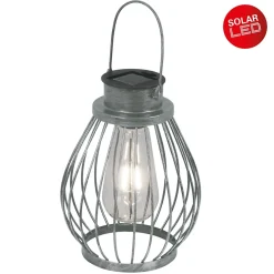 Lampe solaire décorative à LED de 21,5 cm de haut, pour l'extérieur, en métal, verre et plastique, argent, avec ampoule à LED fixe