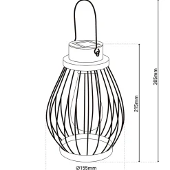 Lampe solaire décorative à LED de 21,5 cm de haut, pour l'extérieur, en métal, verre et plastique, argent, avec ampoule à LED fixe