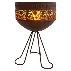 Lampe solaire décorative à LED avec pied, hauteur 34,5 cm, pour l'extérieur, en métal et plastique de couleur rouille, LED fixes