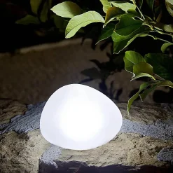 Lampe solaire décorative galet blanc ∅.16cm Lumisky, Solenzara