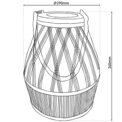 Lampe solaire décorative LED 'Korbinian' pour le jardin et la terrasse en bois et rotin naturel, lampe solaire de 34 cm de haut