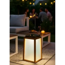 Lampe solaire design AURA SOLAIRE - Bois & Verre - USB rechargeable - 2 couleurs - 3 intensités