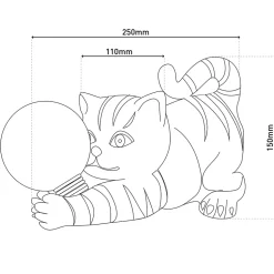 Lampe solaire d'extérieur LED 'Chat' 25 cm de long- Décoration d'extérieur en plastique brun avec LED intégrées