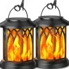 Lampe Solaire Exterieur Jardin Suspendues, 2 Pièces Lumiere Solaire Exterieur avec Effets de Flammes Réalistes, IP65
