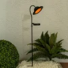 Lampe solaire LED Bowler avec piquet de terre jardin terrasse métal plastique noir LED fixes hauteur 86cm