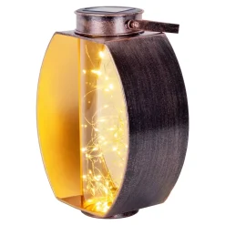 Lampe solaire LED Fairylight terrasse balcon table métal noir or acrylique 26x19,5x12,5cm LED fixes