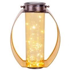 Lampe solaire LED Fairylight terrasse balcon table métal noir or acrylique 26x19,5x12,5cm LED fixes