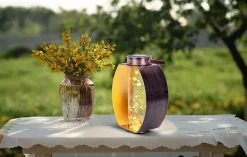 Lampe solaire LED Fairylight terrasse balcon table métal noir or acrylique 26x19,5x12,5cm LED fixes