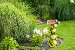 Lampe solaire LED Grenouille terrasse jardin plastique vert extérieur hauteur 45cm LED fixes