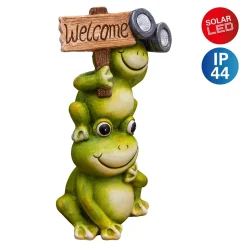 Lampe solaire LED Grenouille terrasse jardin plastique vert extérieur hauteur 45cm LED fixes