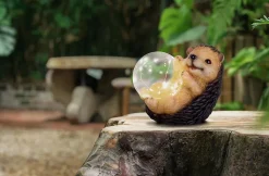 Lampe solaire LED Hérisson terrasse jardin plastique brun extérieur 17x14,5x12cm LED fixes