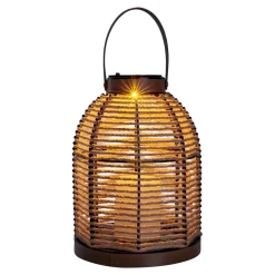 Lampe solaire LED Korbinian jardin terrasse métal toile jute naturelle extérieur 29x21cm LED fixes