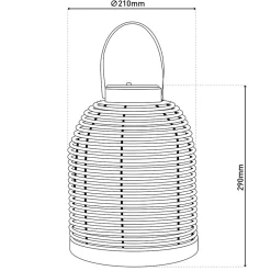 Lampe solaire LED Korbinian jardin terrasse métal toile jute naturelle extérieur 29x21cm LED fixes