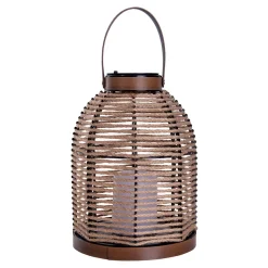 Lampe solaire LED Korbinian jardin terrasse métal toile jute naturelle extérieur 29x21cm LED fixes