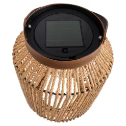 Lampe solaire LED 'KORBINIAN' Décoration pour l'extérieur en métal, plastique et cordon naturel, avec LEDs fixes.