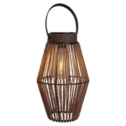 Lampe solaire LED Korbinian jardin terrasse métal cordage plastique naturel extérieur 30x18cm LED fixes