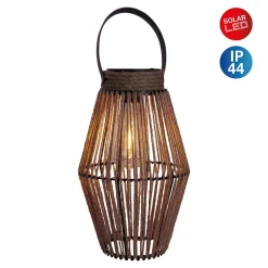 Lampe solaire LED Korbinian jardin terrasse métal cordage plastique naturel extérieur 30x18cm LED fixes