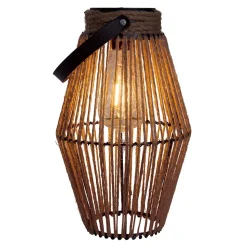 Lampe solaire LED Korbinian jardin terrasse métal cordage plastique naturel extérieur 30x18cm LED fixes