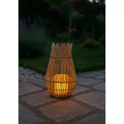 Lampe solaire NATURELIA SOLAIRE en rotin tressé - Lumière vacillante effet bougie