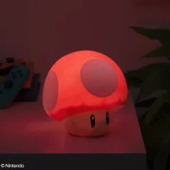 Lampe Super Mario rouge, veilleuse décorative champignon 3D et sons, l.12,5 x H.12 cm sans fil, Paladone