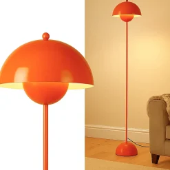 Lampe sur Pied au Design Nordique Classique Doré avec Abat-jour et Base Parabolique Douille E27 pour Salon Salle à Manger Chambre.