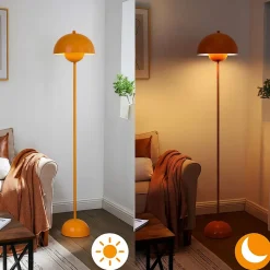 Lampe sur Pied au Design Nordique Classique Doré avec Abat-jour et Base Parabolique Douille E27 pour Salon Salle à Manger Chambre.