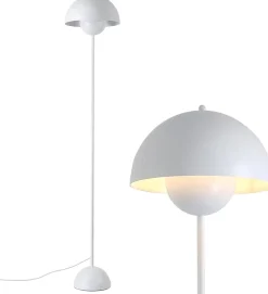 Lampe sur Pied au Design Nordique Blanc Classique avec Abat-Jour et Base Parabolique Douille E27 pour Salon Salle à Manger Chambre