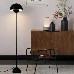 Lampe sur Pied au Design Nordique Classique Noir avec Abat-jour et Base Parabolique Douille E27 pour Salon Salle à Manger Chambre