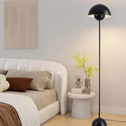 Lampe sur Pied au Design Nordique Classique Noir avec Abat-jour et Base Parabolique Douille E27 pour Salon Salle à Manger Chambre