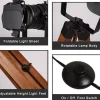 Lampe sur Pied Cinema Trépied Bois avec Projecteur Orientable Noir Style Rétro Industriel Marin pour SalonStudio E27