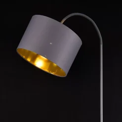 Lampe Sur Pied Design Lampadaire Moderne Stylé Abat-jour Inclinable Métal Textile E27 173 Cm Gris lux.pro