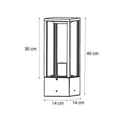 Lampe sur pied d'extérieur noire avec verre fumé 40 cm IP44 - Charlois