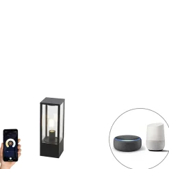 Lampe sur pied d'extérieur intelligente noire 40 cm avec WiFi ST64 - Charlois