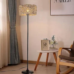 Lampe sur Pied en Rotin Tressée à la Main avec Interrupteur de Câble Douille E27 pour Salon et Chambre