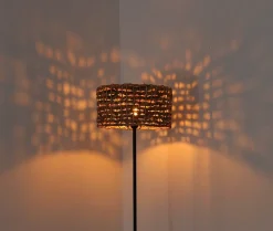 Lampe sur Pied en Rotin Tressée à la Main avec Interrupteur de Câble Douille E27 pour Salon et Chambre