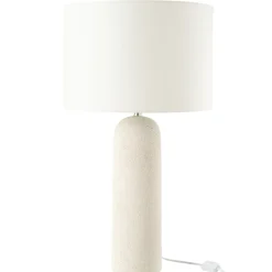 Lampe sur pied en terre cuite et lin (38x38x68 cm - Blanc)