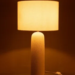 Lampe sur pied en terre cuite et lin (38x38x68 cm - Blanc)