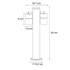 Lampe sur pied extérieur duo - 2 lumière - L 18.7 cm - Noir - Design - Éclairage extérieur