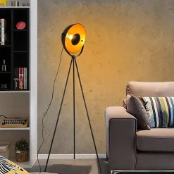 Lampe sur pied trépied en aluminium vintage industriel avec projecteur orientable rétro idéale pour le salon ou le studio douille