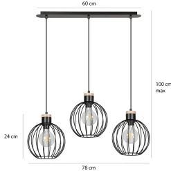 Lampe suspendue BARBADO 3 BLACK, Emibig Lighting, Fabriqué en EU