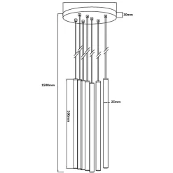 Lampe suspendue de plafond Light Prestige Lungo dorée 7 x G9 1 pc.