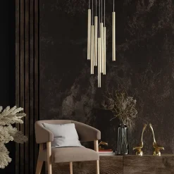 Lampe suspendue de plafond Light Prestige Lungo dorée 7 x G9 1 pc.