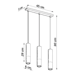Lampe suspendue en acier 3 ampoules 4000K - 45x6x90cm Sollux