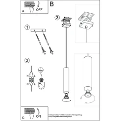 Lampe suspendue en acier 1 lampes 8x8x100cm Sollux